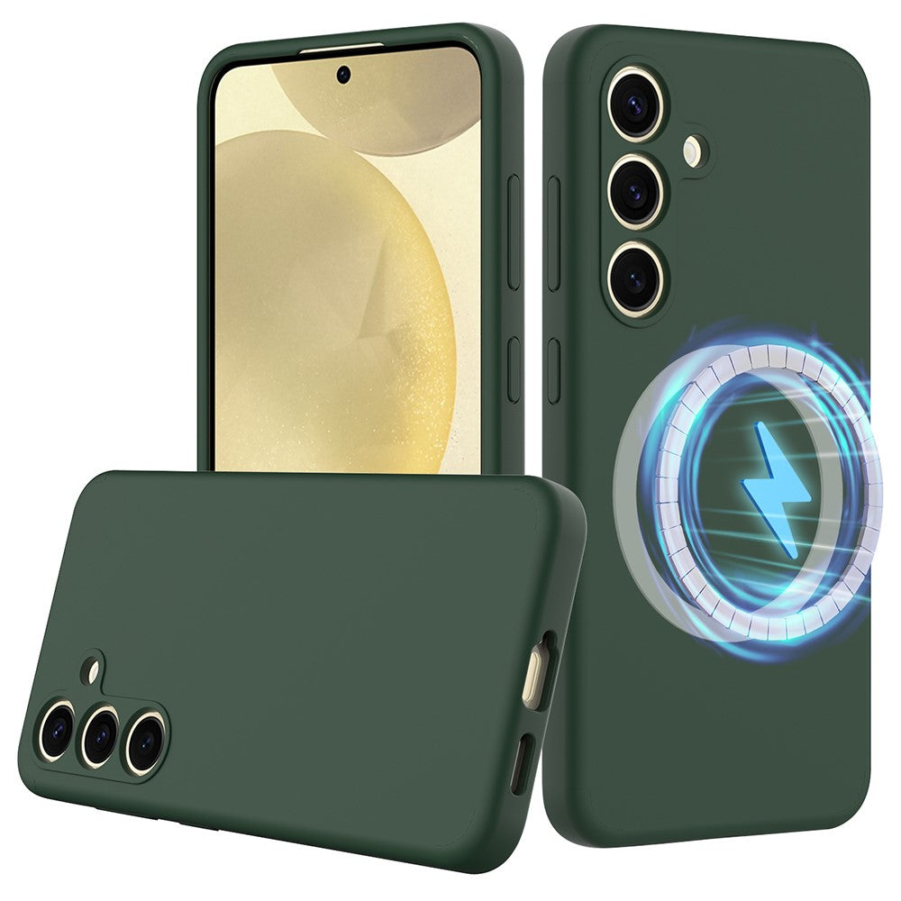 For Samsung Galaxy S24 FE Magnetic Case Anti-Drop Liquid Silicone Phone Cover