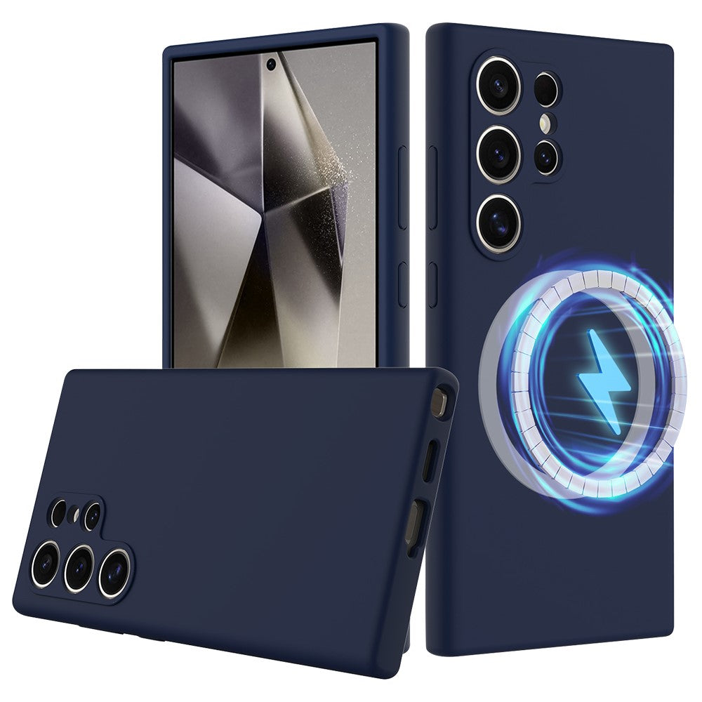 For Samsung Galaxy S24 Ultra Magnetic Case Anti-Drop Liquid Silicone Phone Cover