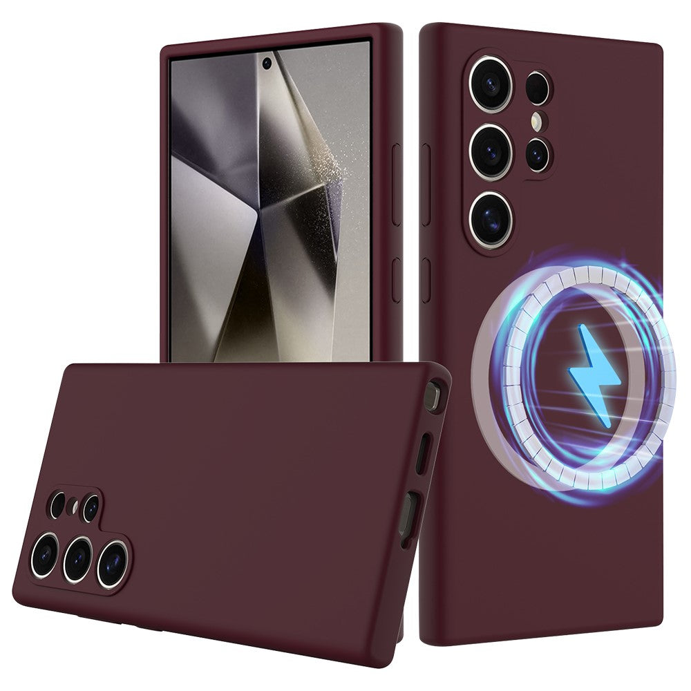 For Samsung Galaxy S24 Ultra Magnetic Case Anti-Drop Liquid Silicone Phone Cover