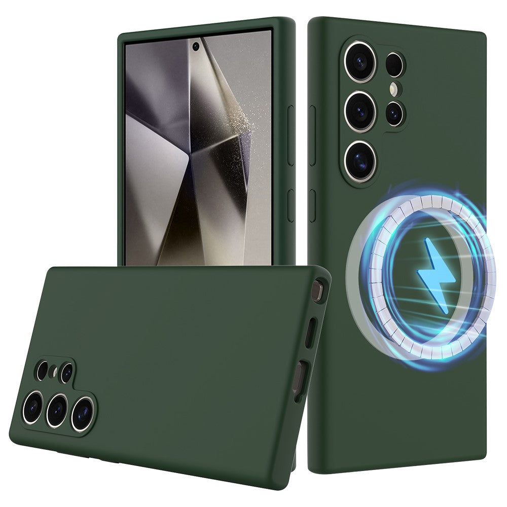 For Samsung Galaxy S24 Ultra Magnetic Case Anti-Drop Liquid Silicone Phone Cover