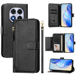 For Xiaomi Redmi Note 14 Pro+ 5G / Note 14 Pro 5G / Poco X7 5G Case Zipper Pocket Multiple Card Slots Leather Phone Cover