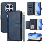For Xiaomi Redmi Note 14 Pro+ 5G / Note 14 Pro 5G / Poco X7 5G Case Zipper Pocket Multiple Card Slots Leather Phone Cover