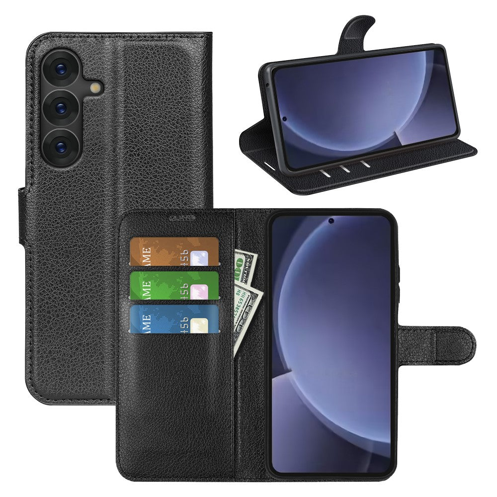 Til Samsung Galaxy S25+ Cover Litchi Tekstur Stødsikkert Læderpung Telefoncover