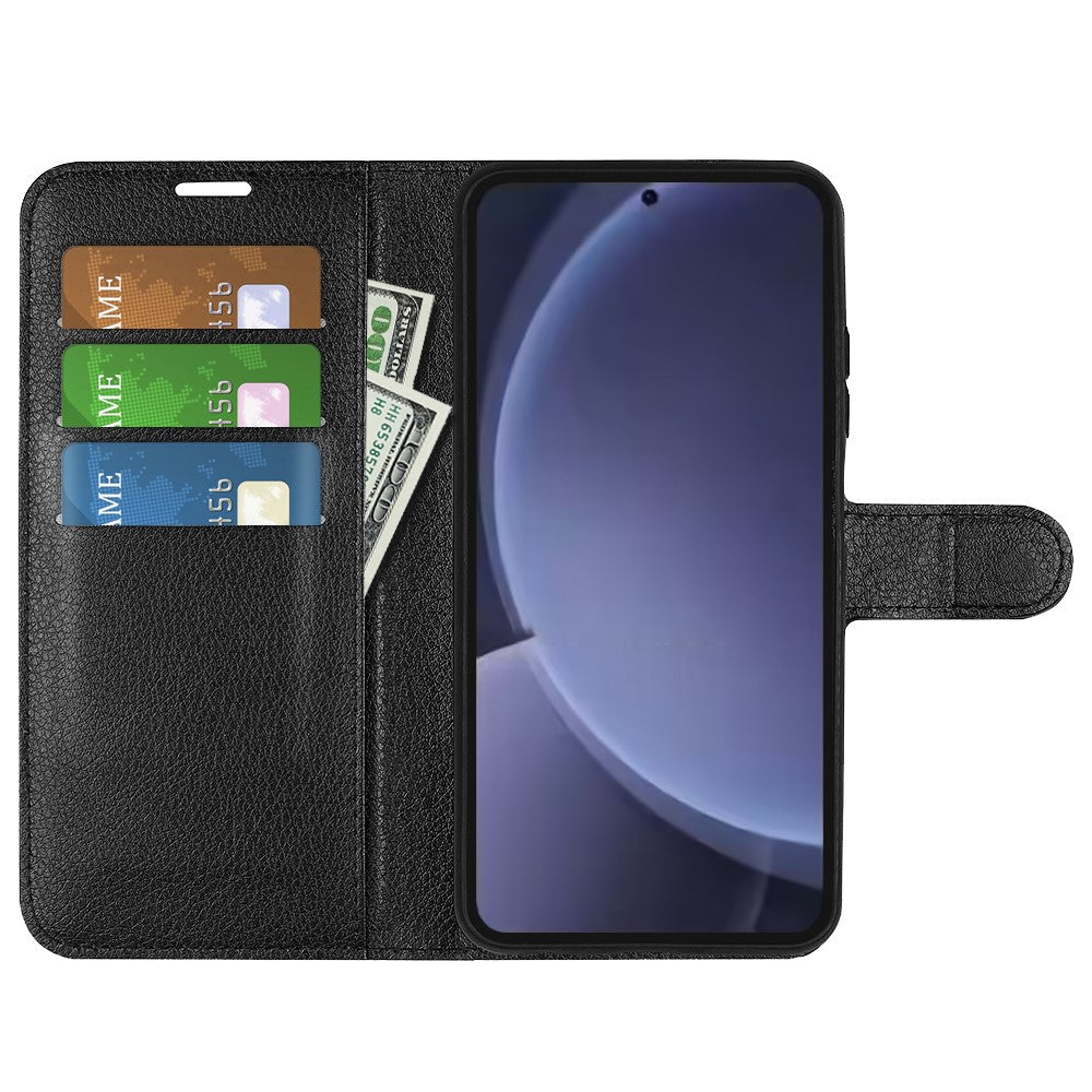 Til Samsung Galaxy S25+ Cover Litchi Tekstur Stødsikkert Læderpung Telefoncover