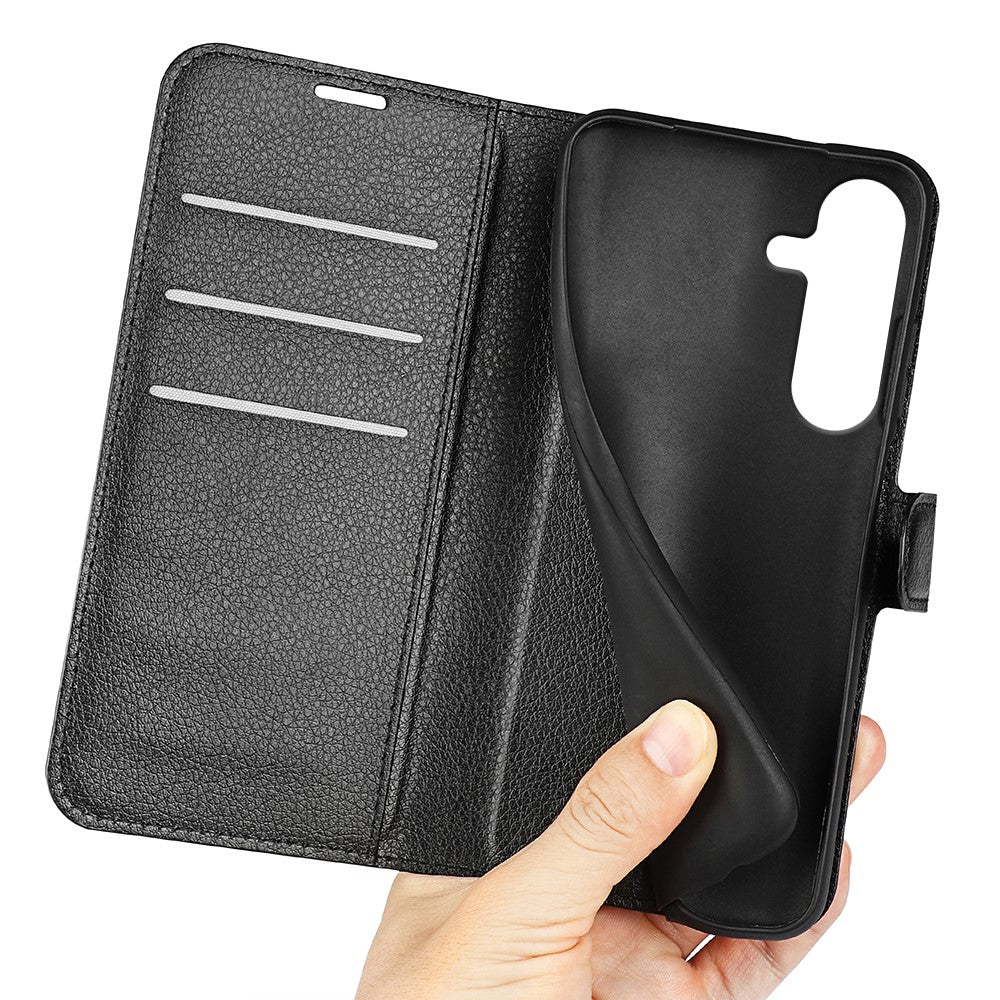 Til Samsung Galaxy S25+ Cover Litchi Tekstur Stødsikkert Læderpung Telefoncover