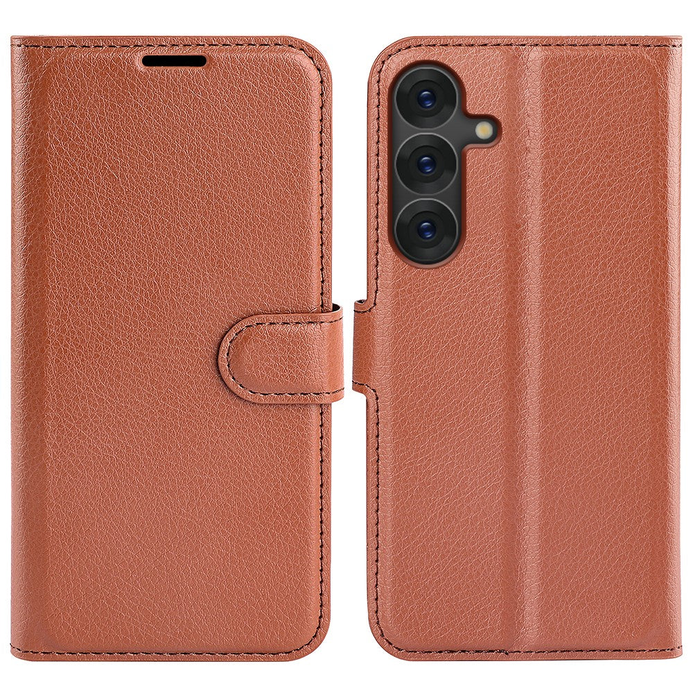 Til Samsung Galaxy S25+ Cover Litchi Tekstur Stødsikkert Læderpung Telefoncover