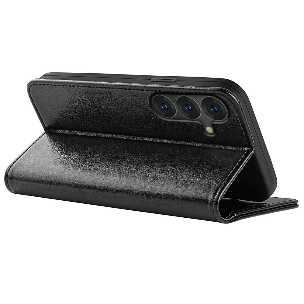 Plånboksfodral till Samsung Galaxy S25+ med Crazy Horse-textur, läder, stativ