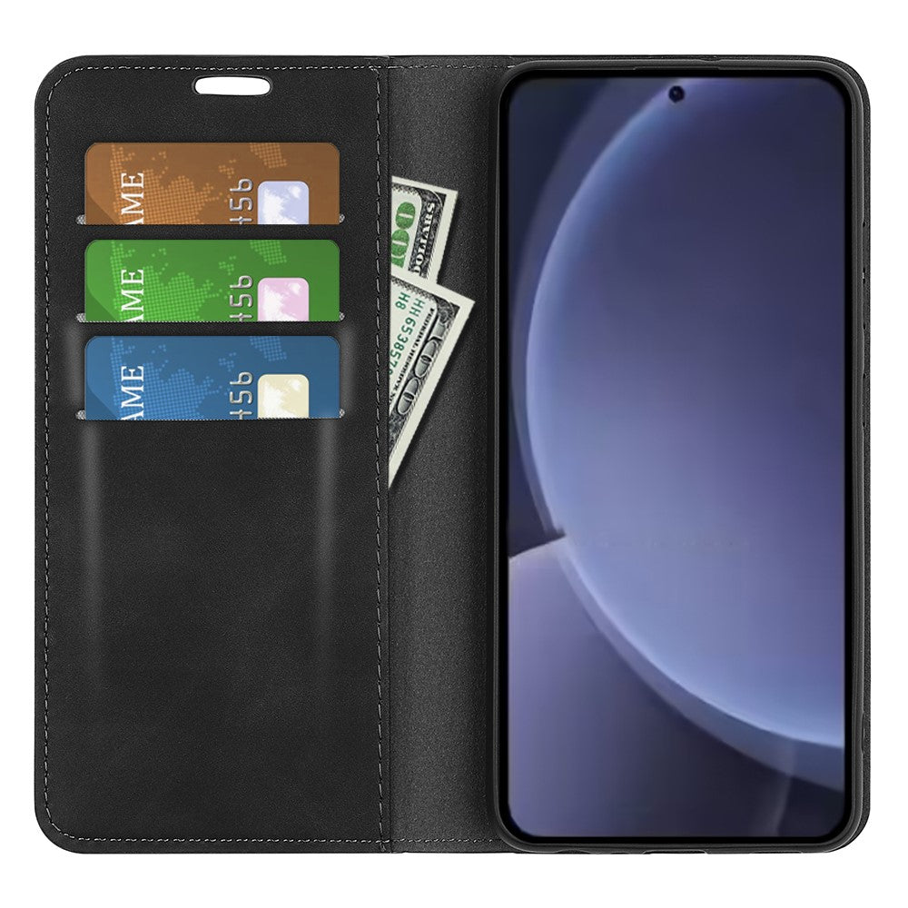 For Samsung Galaxy S25+ Case Skin-Touch Leather Wallet Phone Cover