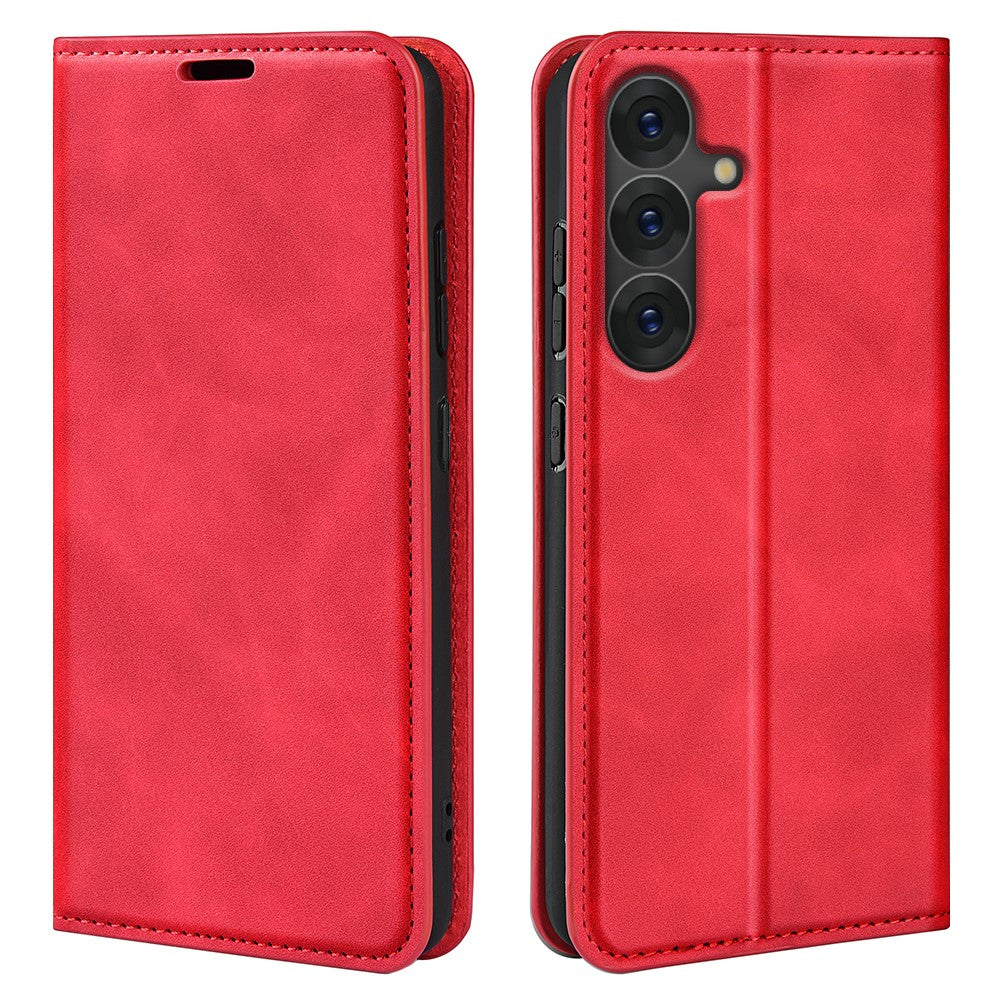 For Samsung Galaxy S25+ Case Skin-Touch Leather Wallet Phone Cover
