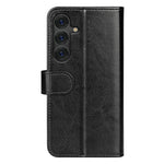 Plånboksfodral till Samsung Galaxy S25 med Crazy Horse-textur, läder, stativ