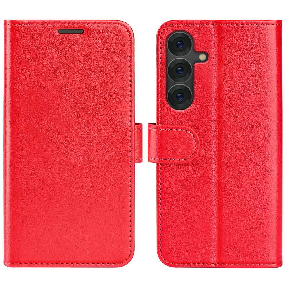 Plånboksfodral till Samsung Galaxy S25 med Crazy Horse-textur, läder, stativ