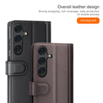 For Samsung Galaxy S25 Case Genuine Split Leather Phone Cover with Wallet Stand