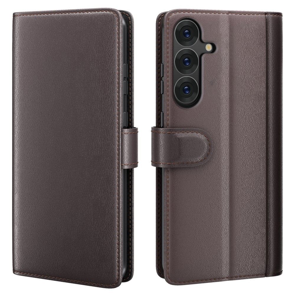 For Samsung Galaxy S25 Case Genuine Split Leather Phone Cover with Wallet Stand