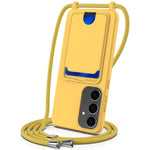 For Samsung Galaxy S25+ Case Liquid Silicone Card Holder Phone Back Cover with Lanyard