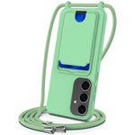 For Samsung Galaxy S25+ Case Liquid Silicone Card Holder Phone Back Cover with Lanyard