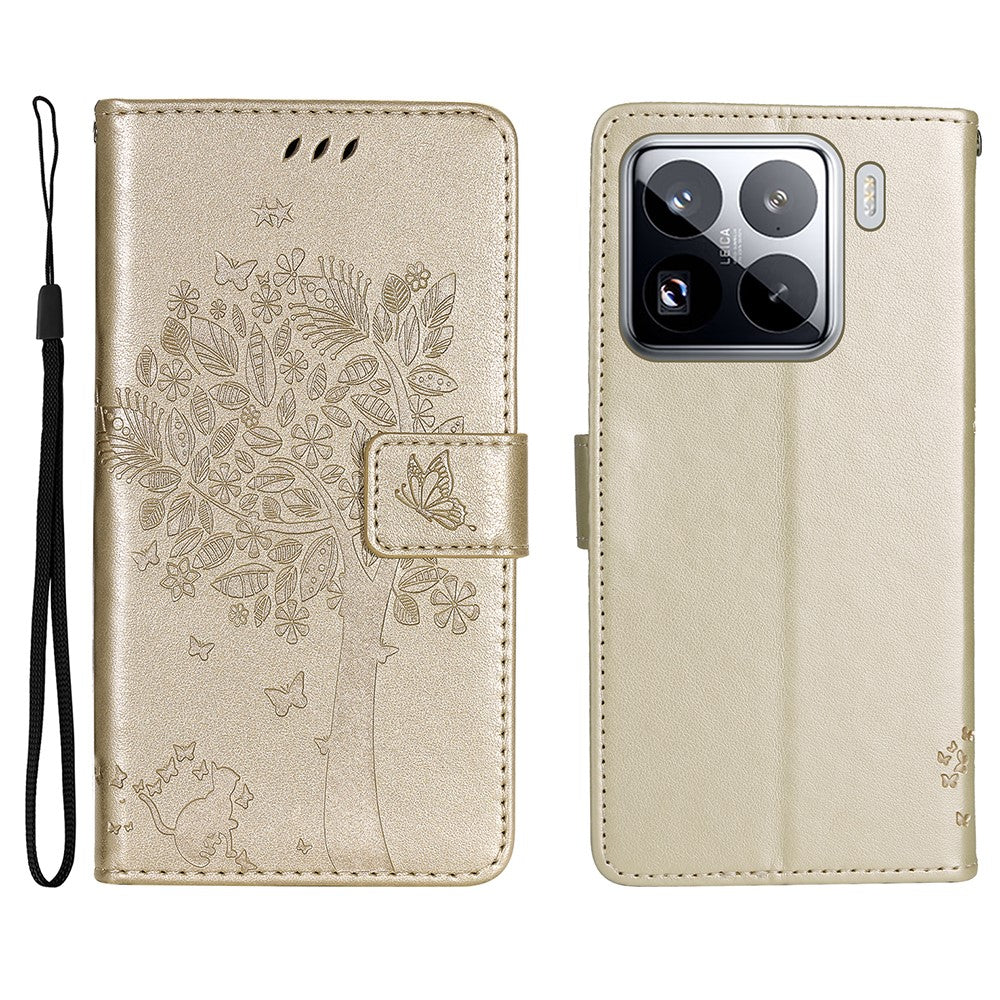 For Xiaomi 15 Pro Phone Case with Stand Cat Tree Pattern Leather Wallet Mobile Cover