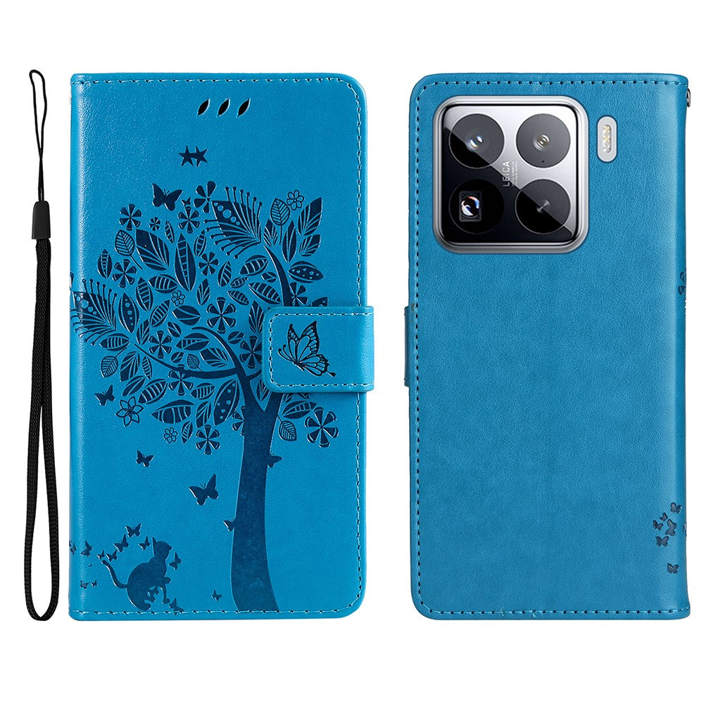 For Xiaomi 15 Pro Phone Case with Stand Cat Tree Pattern Leather Wallet Mobile Cover