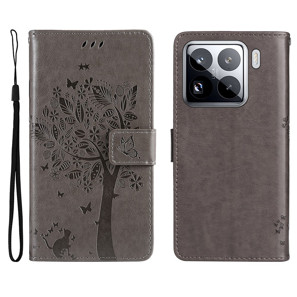 For Xiaomi 15 Pro Phone Case with Stand Cat Tree Pattern Leather Wallet Mobile Cover
