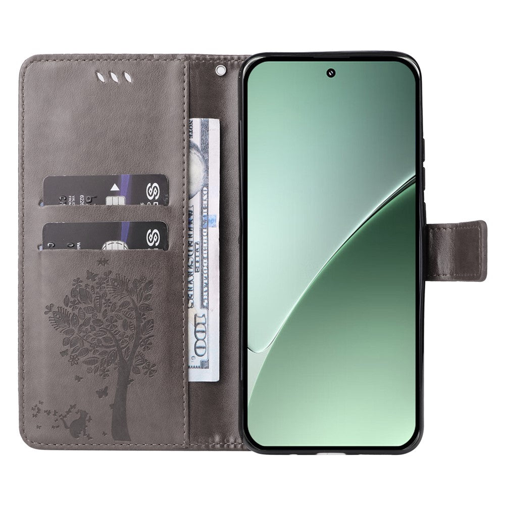 For Xiaomi 15 Pro Phone Case with Stand Cat Tree Pattern Leather Wallet Mobile Cover
