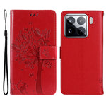 For Xiaomi 15 Pro Phone Case with Stand Cat Tree Pattern Leather Wallet Mobile Cover