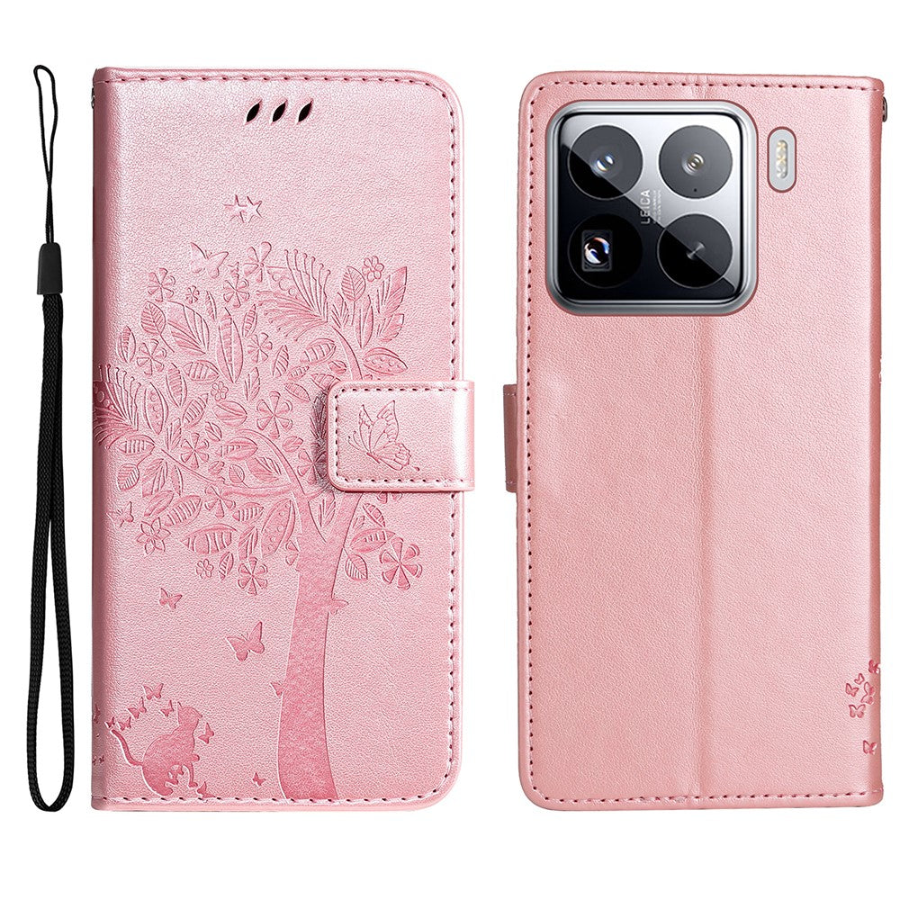 For Xiaomi 15 Pro Phone Case with Stand Cat Tree Pattern Leather Wallet Mobile Cover