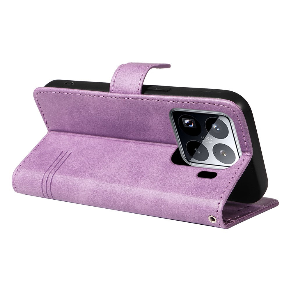 For Xiaomi 15 Pro Case Flip Wallet T-Shape Lines Leather Phone Cover