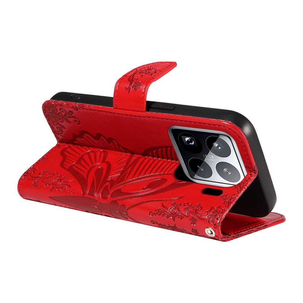 For Xiaomi 15 Pro Case Butterfly Pattern Leather Wallet Flip Phone Cover