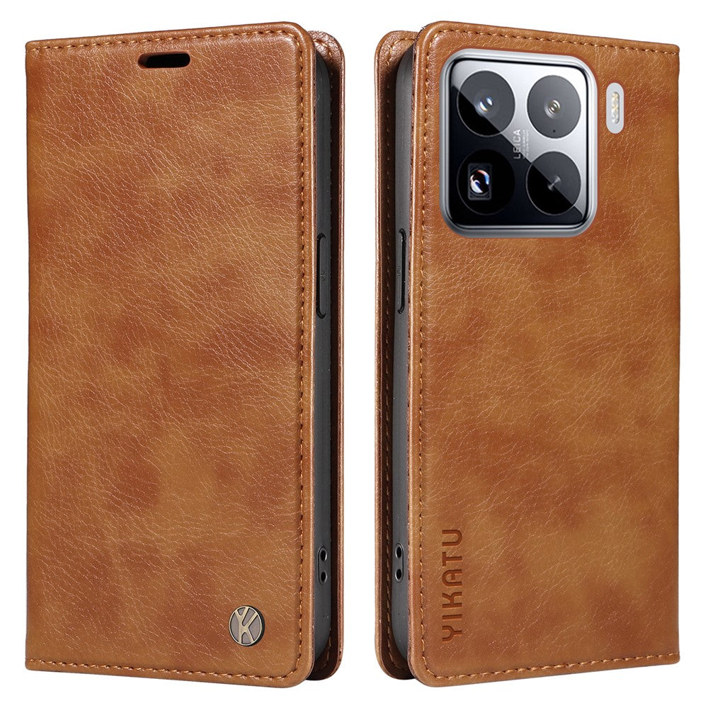 YIKATU YK-006 For Xiaomi 15 Pro Case Magnetic Closure Leather Phone Cover Litchi Texture