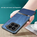For Xiaomi 15 Case Wood Texture Leather Coated TPU Phone Protective Cover