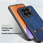 For Xiaomi 15 Case Wood Texture Leather Coated TPU Phone Protective Cover