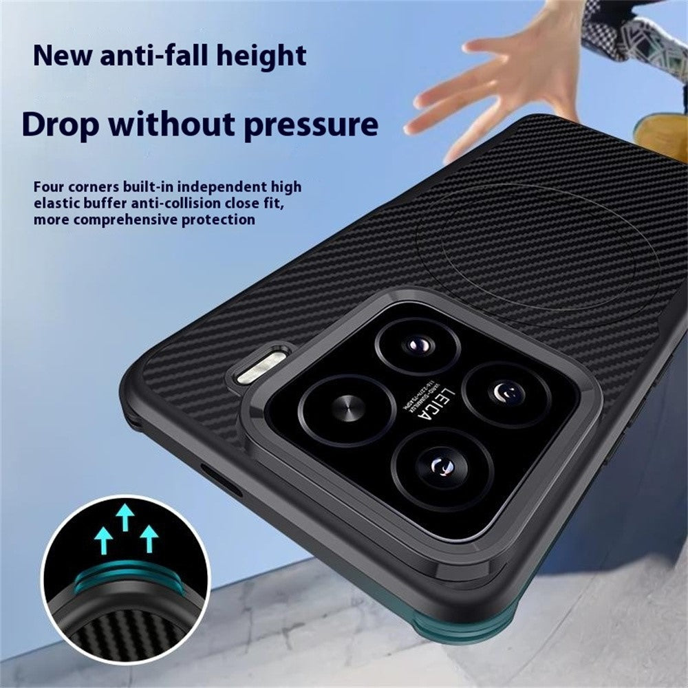 For Xiaomi 15 Magnetic Case Carbon Fiber PU+PC+Silicone Protective Cover