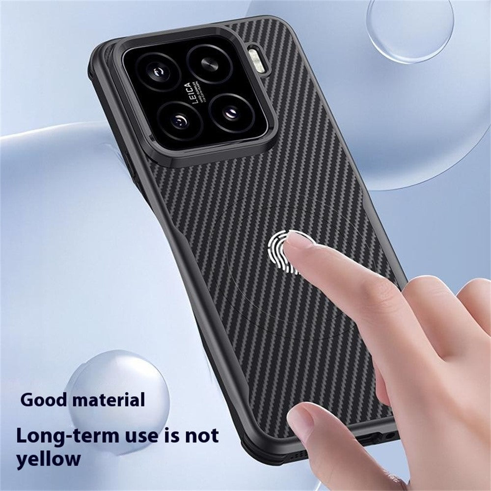 For Xiaomi 15 Magnetic Case Carbon Fiber PU+PC+Silicone Protective Cover