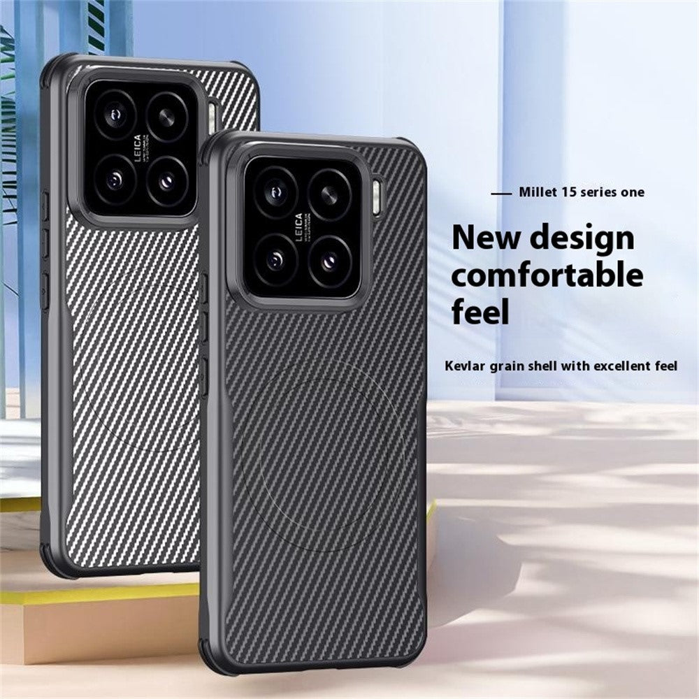 For Xiaomi 15 Magnetic Case Carbon Fiber PU+PC+Silicone Protective Cover