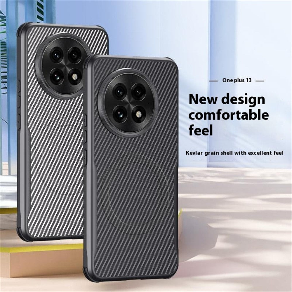 OnePlus 13 Magnetiskt Skal Kolfiber PU+PC+Silikon Skyddsfodral