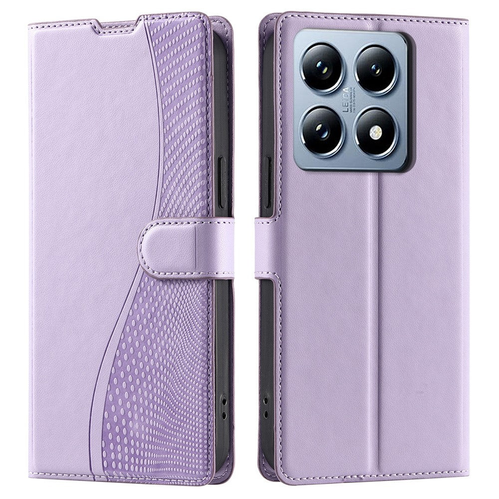 For Xiaomi 14T Case Dots Imprinted PU Leather Flip Phone Cover with Card Slot, Strap