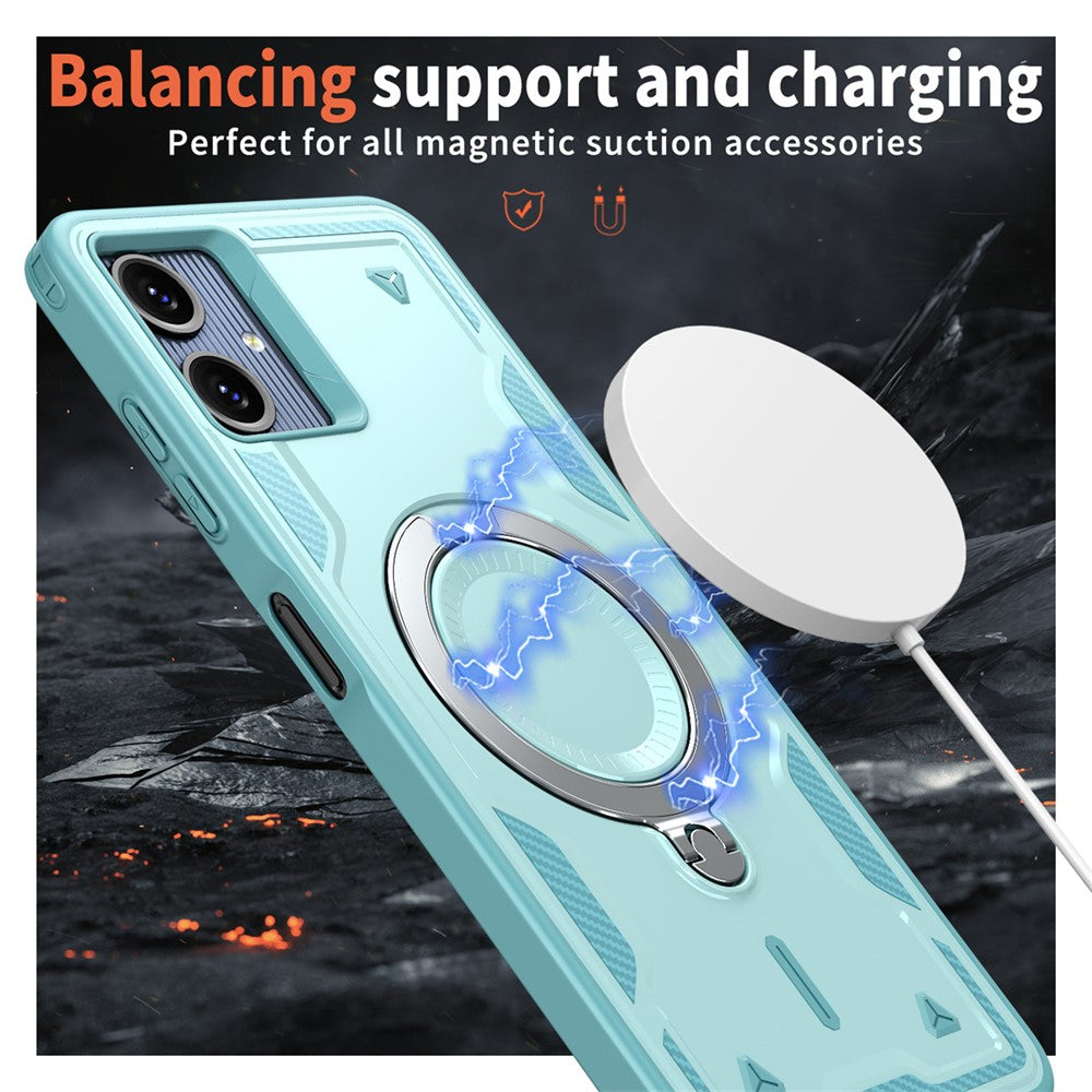 For Samsung Galaxy A06 4G Magnetic Case Military Protection PC+TPU Kickstand Phone Cover