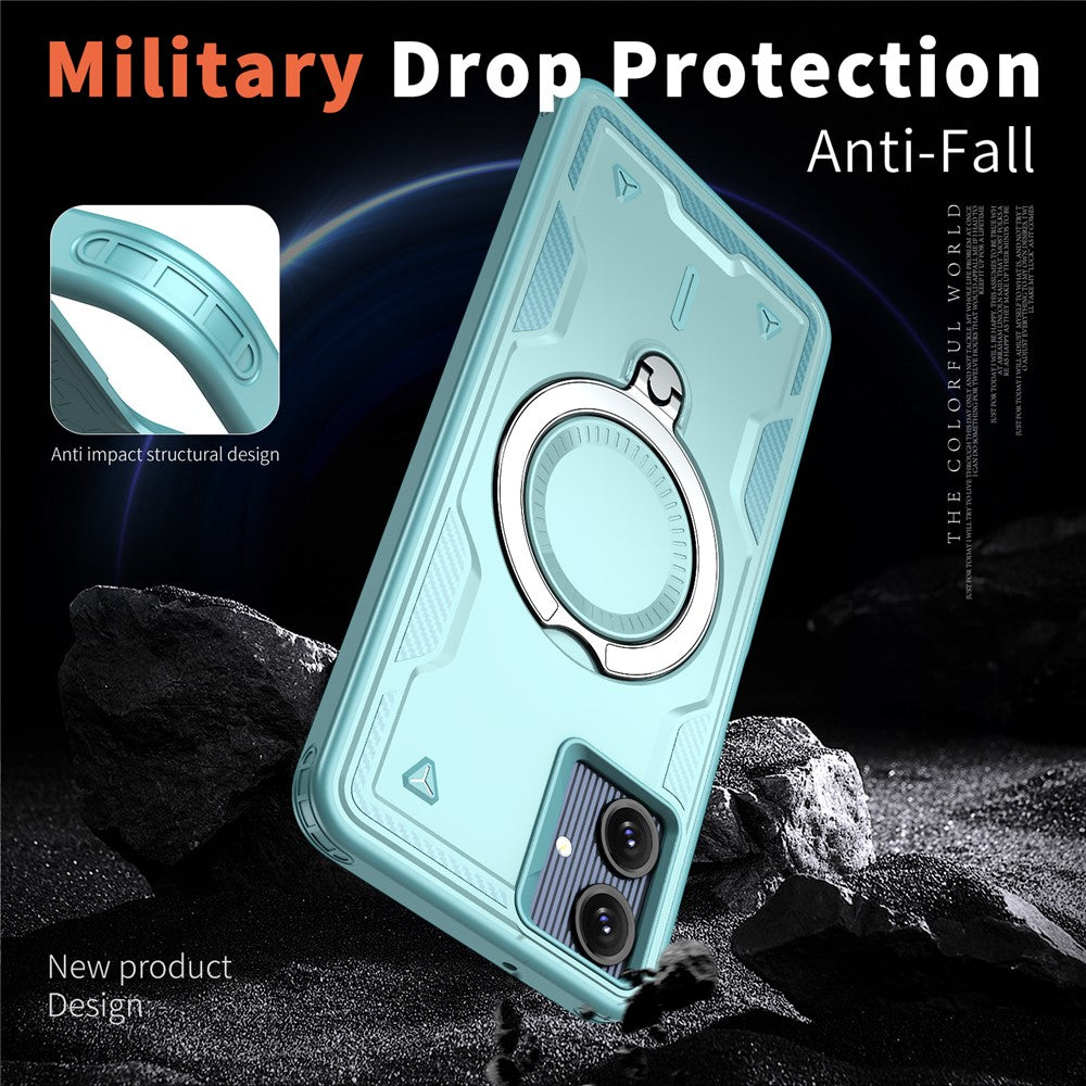 For Samsung Galaxy A06 4G Magnetic Case Military Protection PC+TPU Kickstand Phone Cover