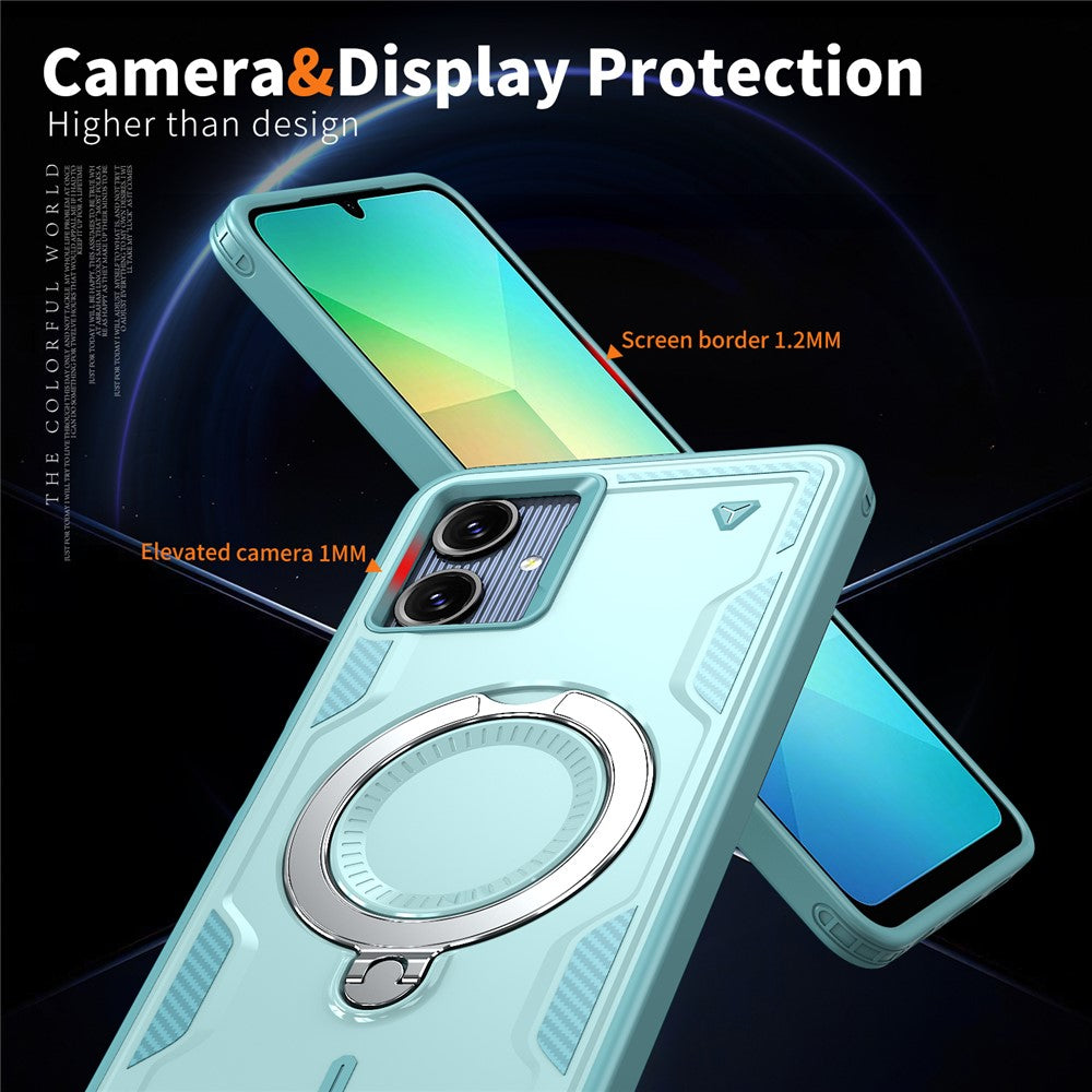For Samsung Galaxy A06 4G Magnetic Case Military Protection PC+TPU Kickstand Phone Cover