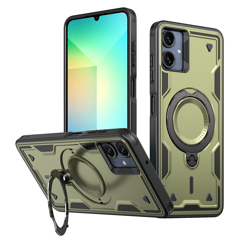 For Samsung Galaxy A06 4G Magnetic Case Military Protection PC+TPU Kickstand Phone Cover
