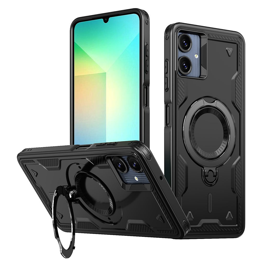 For Samsung Galaxy A06 4G Magnetic Case Military Protection PC+TPU Kickstand Phone Cover