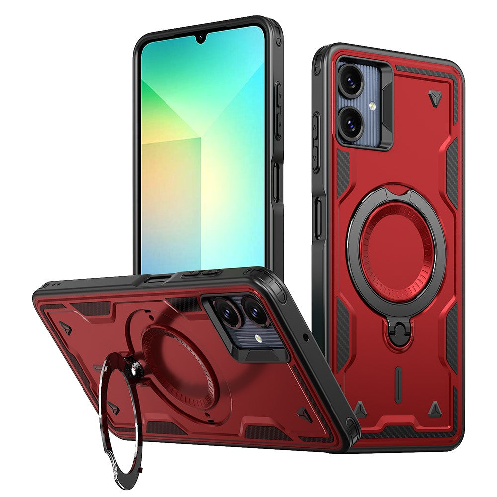 For Samsung Galaxy A06 4G Magnetic Case Military Protection PC+TPU Kickstand Phone Cover