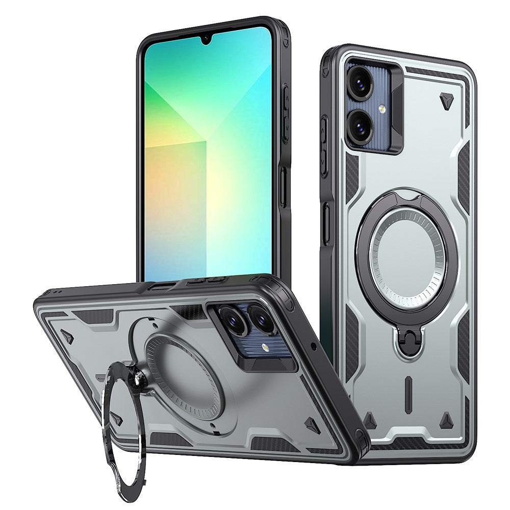 For Samsung Galaxy A06 4G Magnetic Case Military Protection PC+TPU Kickstand Phone Cover