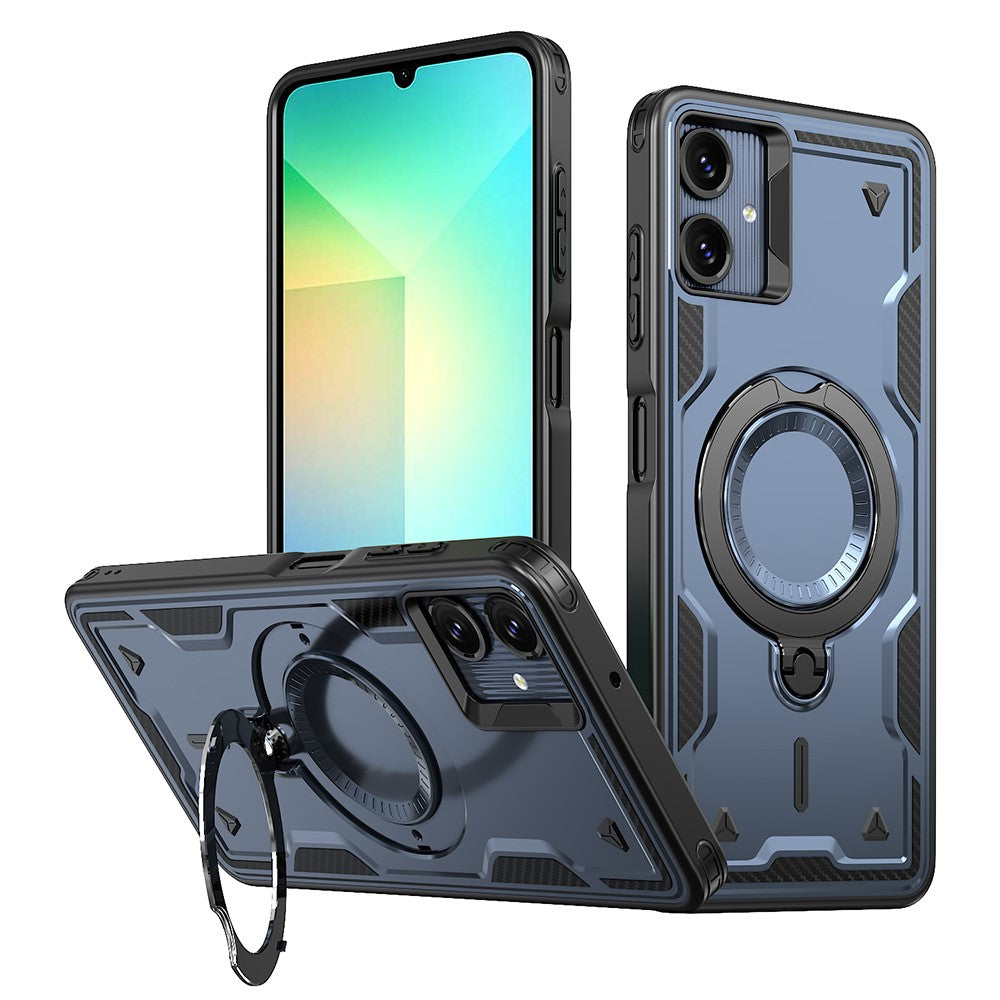 For Samsung Galaxy A06 4G Magnetic Case Military Protection PC+TPU Kickstand Phone Cover
