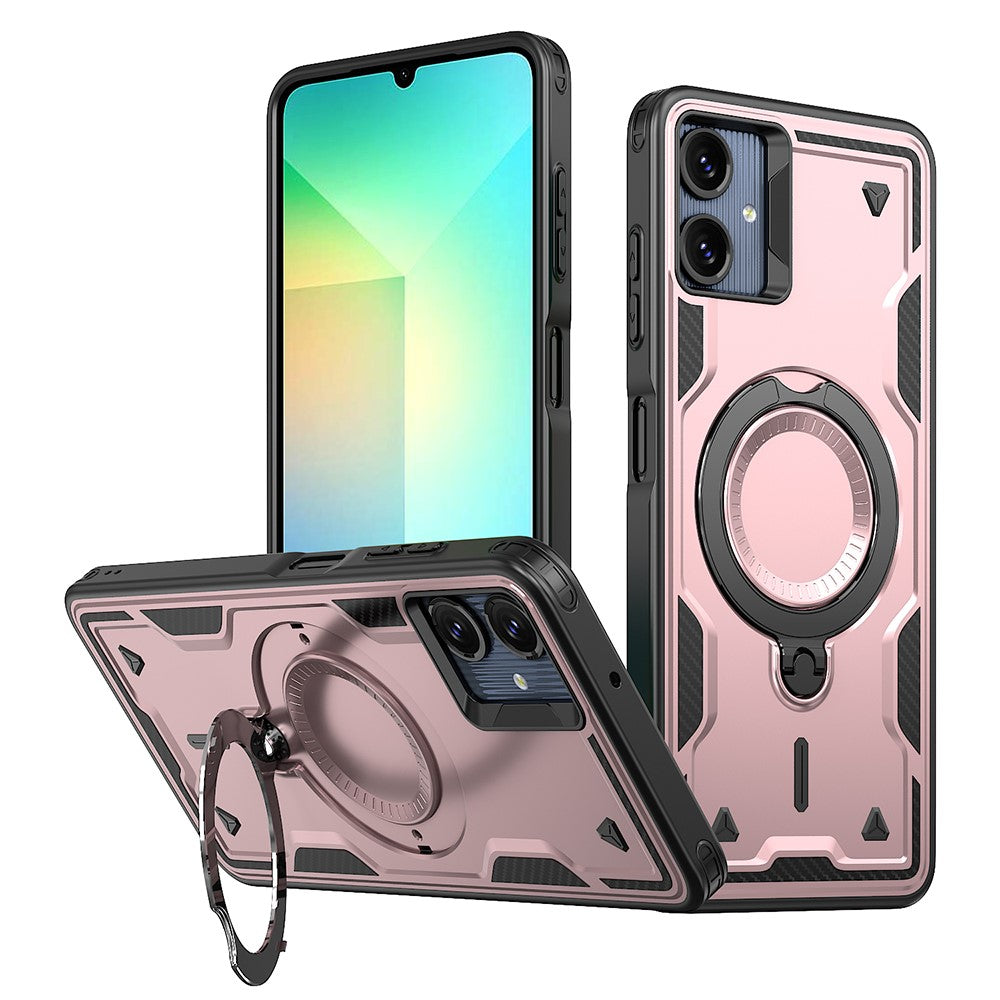 For Samsung Galaxy A06 4G Magnetic Case Military Protection PC+TPU Kickstand Phone Cover