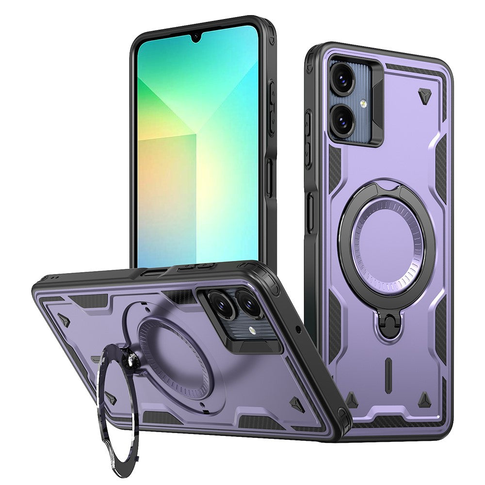 For Samsung Galaxy A06 4G Magnetic Case Military Protection PC+TPU Kickstand Phone Cover