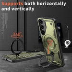 For Samsung Galaxy S24 FE Magnetic Case Military Protection PC+TPU Kickstand Phone Cover
