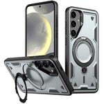 For Samsung Galaxy S24 FE Magnetic Case Military Protection PC+TPU Kickstand Phone Cover