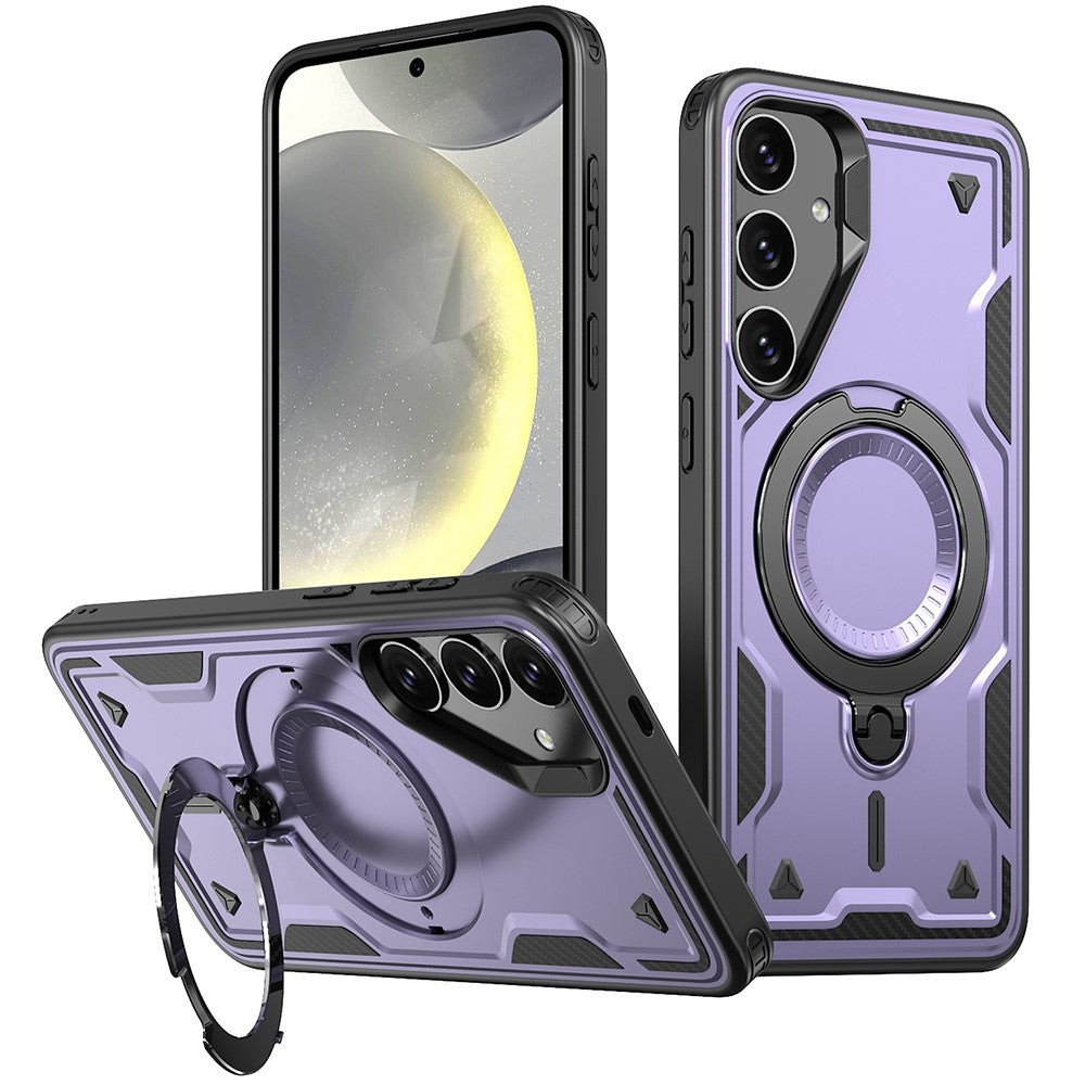 For Samsung Galaxy S24 FE Magnetic Case Military Protection PC+TPU Kickstand Phone Cover
