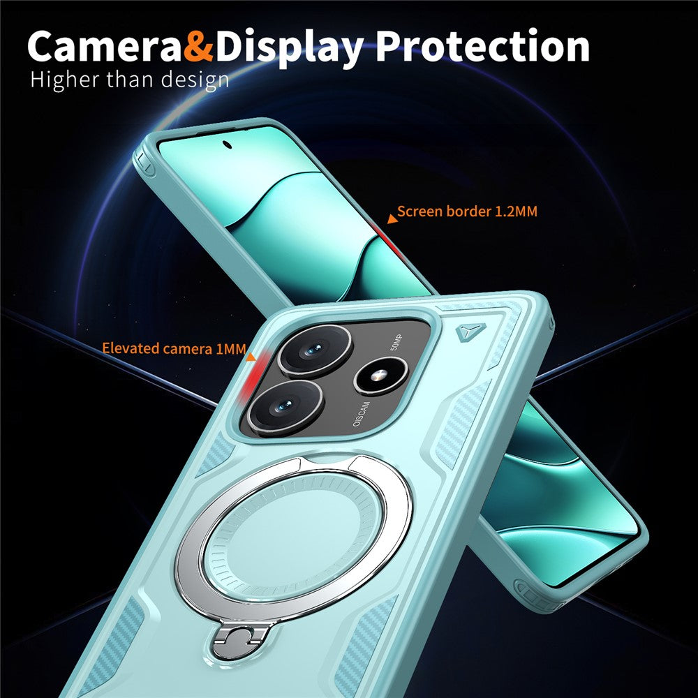 For Xiaomi Redmi Note 14 5G Magnetic Case Military Protection PC+TPU Kickstand Phone Cover