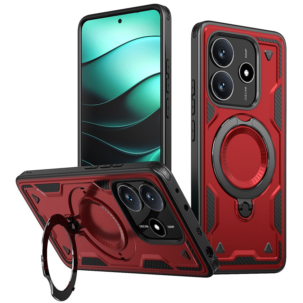 For Xiaomi Redmi Note 14 5G Magnetic Case Military Protection PC+TPU Kickstand Phone Cover
